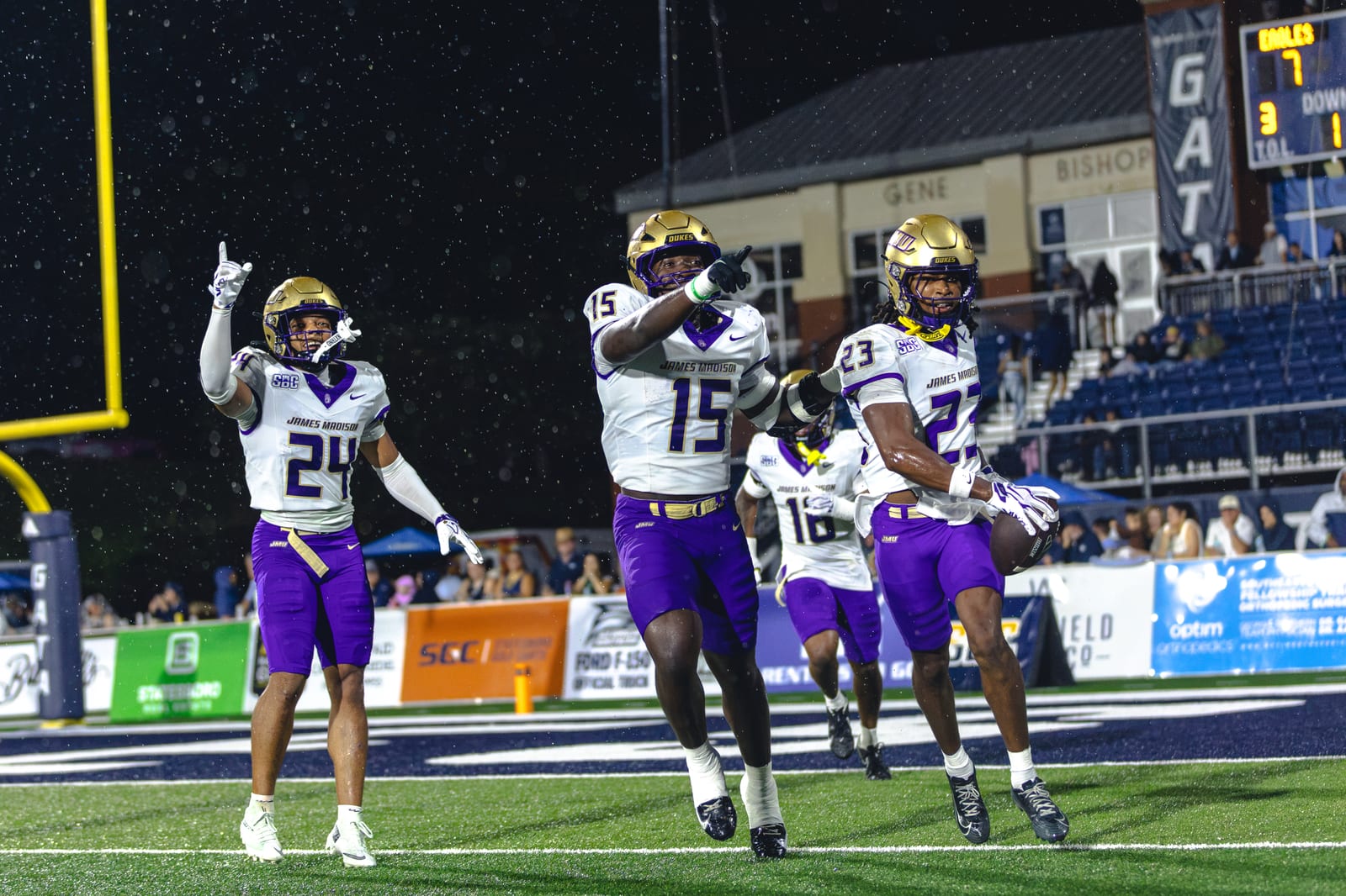 JMU football player during the Georgia Southern game