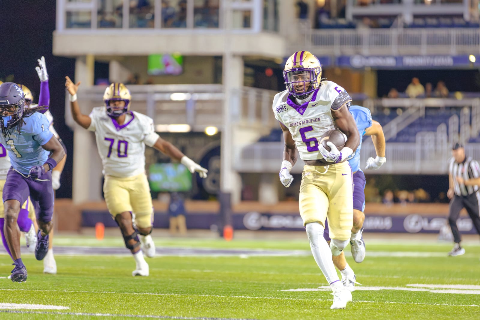 JMU football player during the Old Dominion game