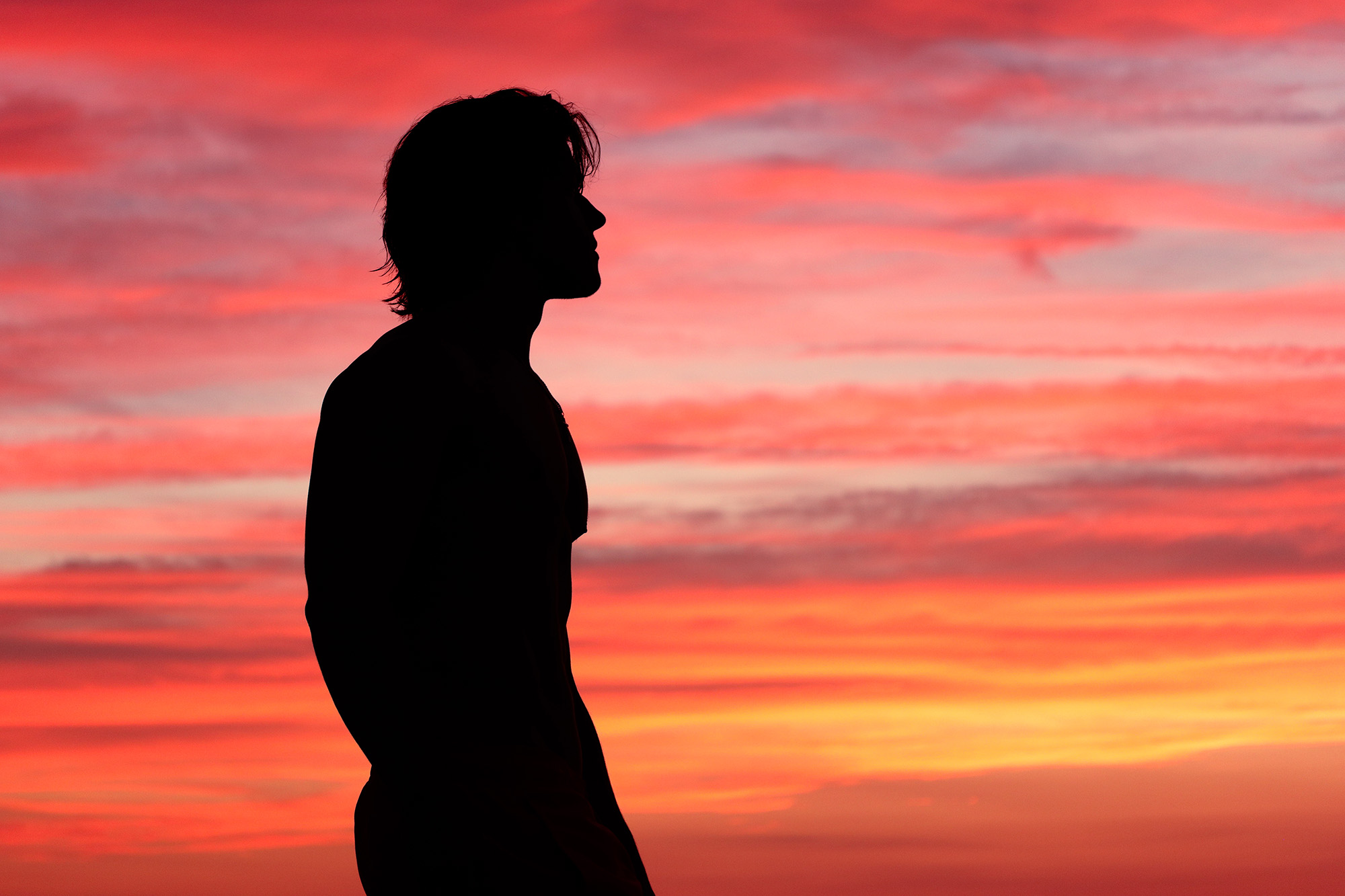 Silhouette portrait at sunset